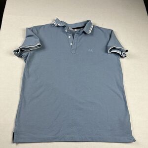 Lindbergh White Mens Polo Shirt Blue Short Sleeve Golf Business Casual Top XL